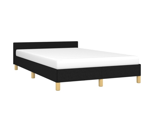 Estructura de cama con cabecero tela negro 120x190 cm