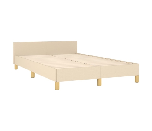 vidaXL Estructura de cama con cabecero tela crema 120x190 cm