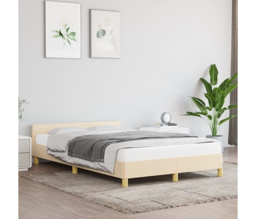 vidaXL Estructura de cama con cabecero tela crema 120x190 cm