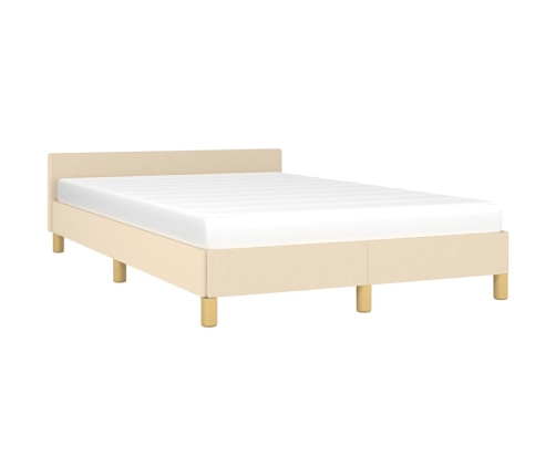 vidaXL Estructura de cama con cabecero tela crema 120x190 cm