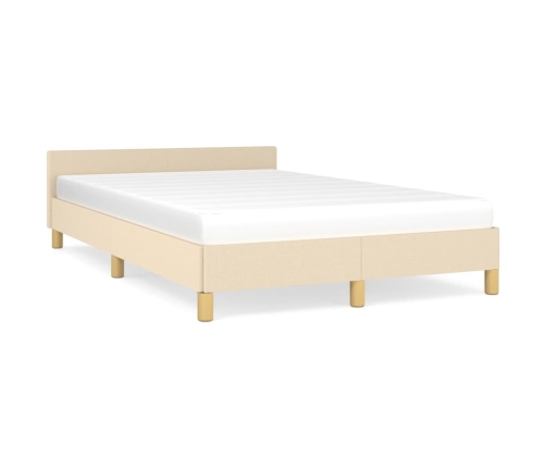 vidaXL Estructura de cama con cabecero tela crema 120x190 cm