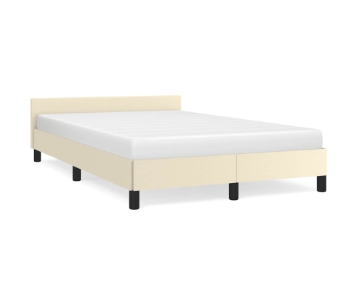 Estructura de cama sin colchón cuero sintético crema 120x190 cm