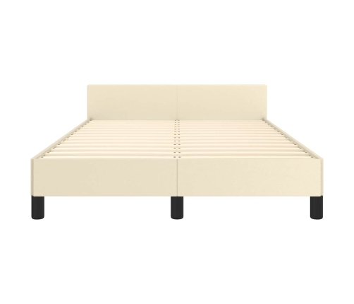 Estructura de cama sin colchón cuero sintético crema 120x190 cm