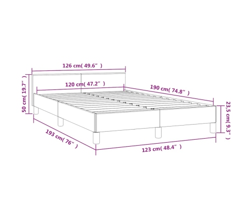 Estructura de cama sin colchón cuero sintético crema 120x190 cm