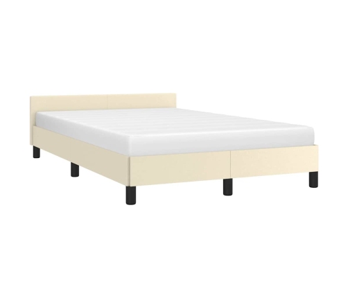 Estructura de cama sin colchón cuero sintético crema 120x190 cm