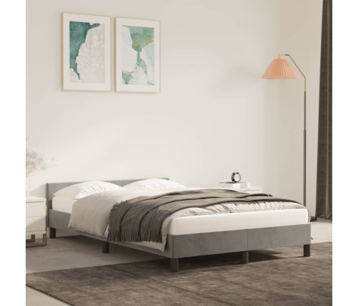 vidaXL Estructura cama con cabecero terciopelo gris claro 120x190 cm