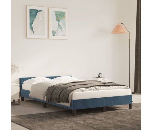 Estructura de cama sin colchón terciopelo azul oscuro 120x190cm