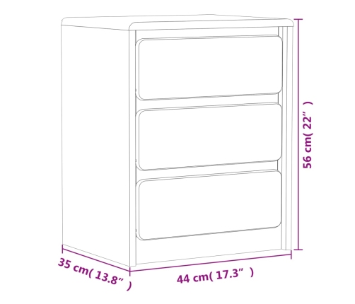 Mesita de noche SAUDA madera de pino maciza roble 44x35x56 cm