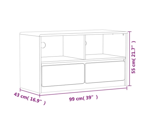 Mueble de TV SAUDA madera maciza pino color roble 99x43x55 cm