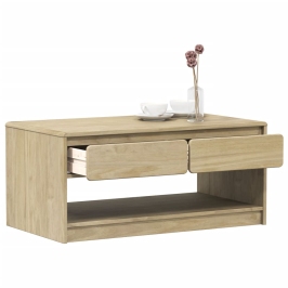 Mesa de centro SAUDA madera maciza pino color roble 99x55x45 cm