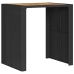 Mesa alta jardín superficie madera ratán PE negro 105x80x110 cm