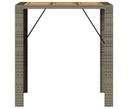 Mesa de jardín superficie de madera ratán PE gris 105x80x110cm