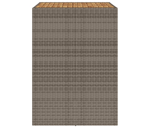 Mesa alta jardín superficie madera ratán PE gris 105x80x110 cm