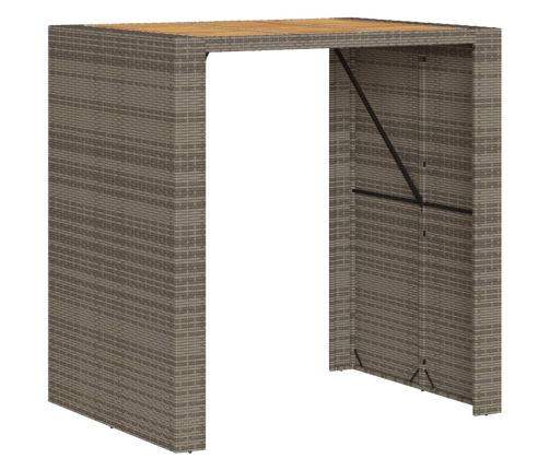 Mesa alta jardín superficie madera ratán PE gris 105x80x110 cm