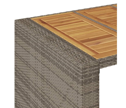 Mesa de jardín superficie de madera ratán PE gris 105x80x110cm