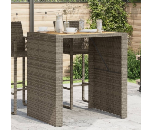 Mesa de jardín superficie de madera ratán PE gris 105x80x110cm