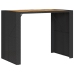 Mesa alta jardín superficie madera ratán PE negro 145x80x110 cm