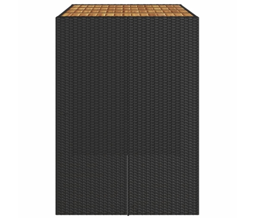 vidaXL Mesa de jardín superficie de madera ratán PE negro 145x80x110cm