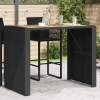 Mesa de jardín superficie de madera ratán PE negro 145x80x110cm