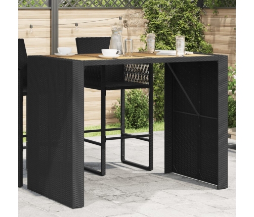 vidaXL Mesa de jardín superficie de madera ratán PE negro 145x80x110cm