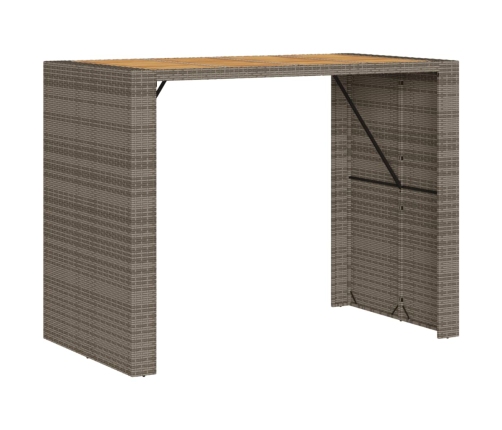 Mesa alta jardín superficie madera ratán PE gris 145x80x110 cm