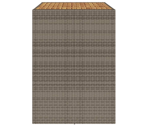 Mesa alta jardín superficie madera ratán PE gris 145x80x110 cm