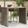 Mesa de jardín superficie de madera ratán PE gris 145x80x110 cm