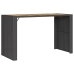 Mesa de jardín superficie de madera ratán PE negro 185x80x110cm