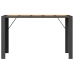 Mesa de jardín superficie de madera ratán PE negro 185x80x110cm