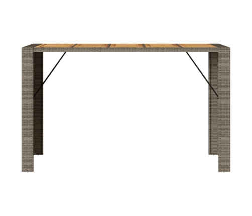 Mesa alta jardín superficie madera ratán PE gris 185x80x110 cm