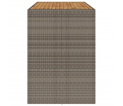 Mesa alta jardín superficie madera ratán PE gris 185x80x110 cm