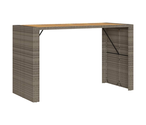 Mesa alta jardín superficie madera ratán PE gris 185x80x110 cm