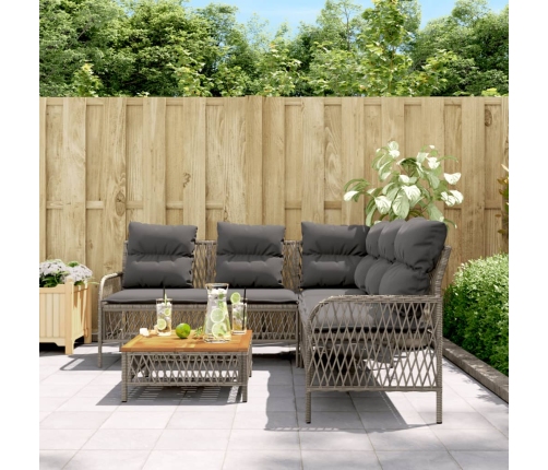 Set de sofás de jardín con cojines 2 pzas ratán sintético gris