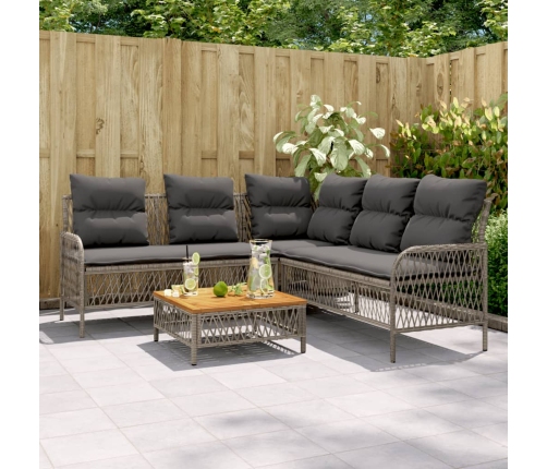 Set de sofás de jardín con cojines 2 pzas ratán sintético gris