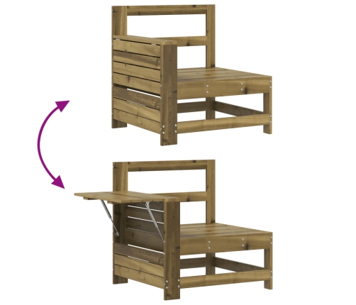 Sofá de jardín con reposabrazo mesa auxiliar madera impregnada