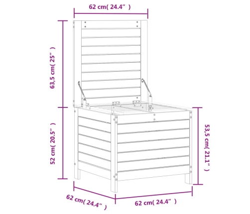 Taburete de jardín madera maciza de pino 62x63,5x53,5 cm