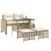 Set sofás jardín 4 pzas y cojines ratán sintético vidrio beige