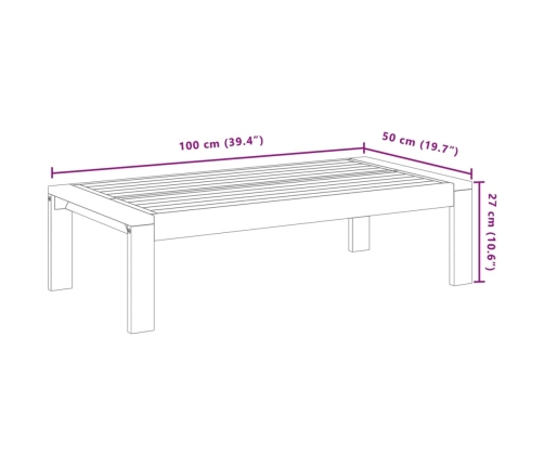 Mesa de jardín madera maciza de acacia 100x50x27 cm