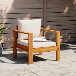 Sillón de jardín con cojines madera maciza de acacia