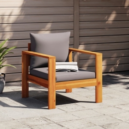 Sillón de jardín con cojines madera maciza de acacia