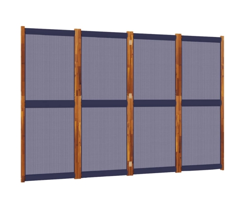 Biombo divisor de 4 paneles azul oscuro 280x180 cm