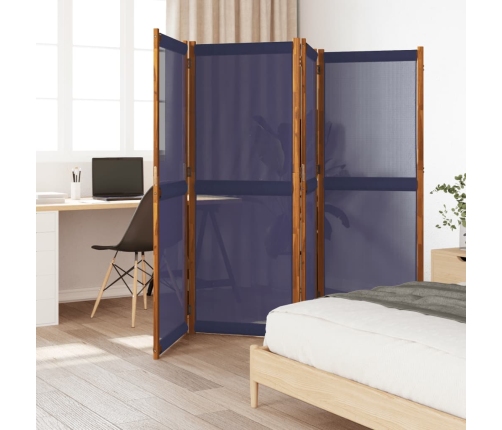 Biombo divisor de 4 paneles azul oscuro 280x180 cm