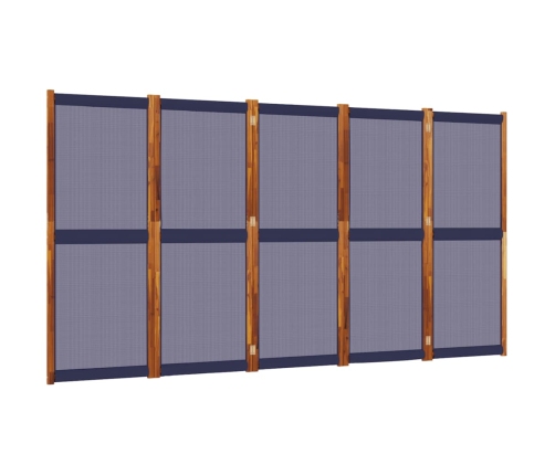 Biombo divisor de 5 paneles azul oscuro 350x180 cm