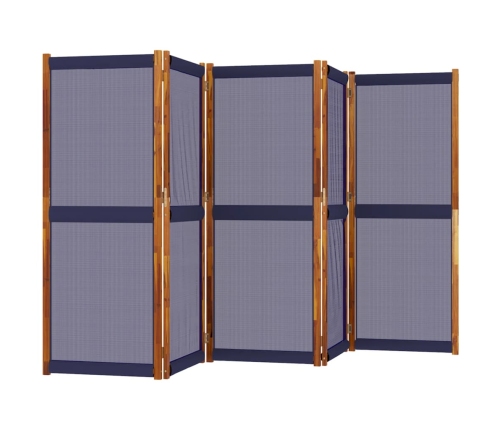 Biombo divisor de 5 paneles azul oscuro 350x180 cm