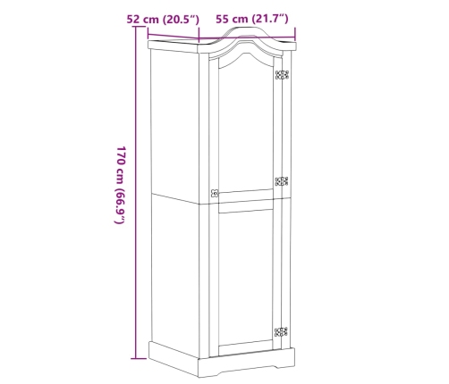 Armario Corona madera maciza de pino 55x52x170 cm