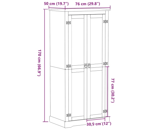 Armario Corona madera maciza de pino 76x50x170 cm