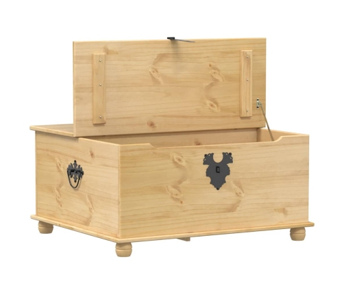 Caja de almacenaje Corona madera maciza de pino 90x78x45 cm