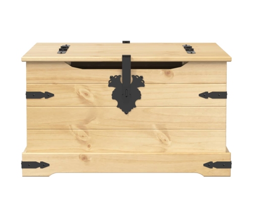 Caja de almacenaje Corona madera maciza de pino 78x78x45 cm