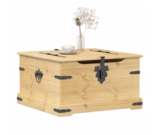 Caja de almacenaje Corona madera maciza de pino 78x78x45 cm