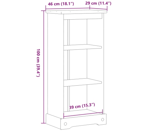 Estantería Corona madera maciza de pino 46x29x100 cm